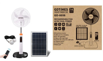 VENTILADOR CON PANEL SOLAR 16” GD-8056