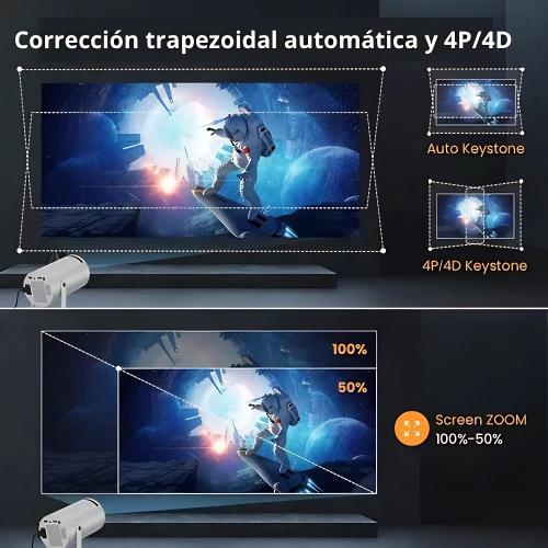 Hippus® Proyector 4k HD 1080p Android 11 SmartTV