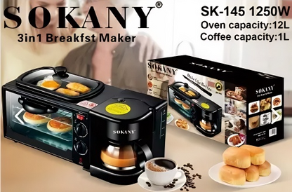 HORNO CAFETERA 3 EN 1 SOKANY®